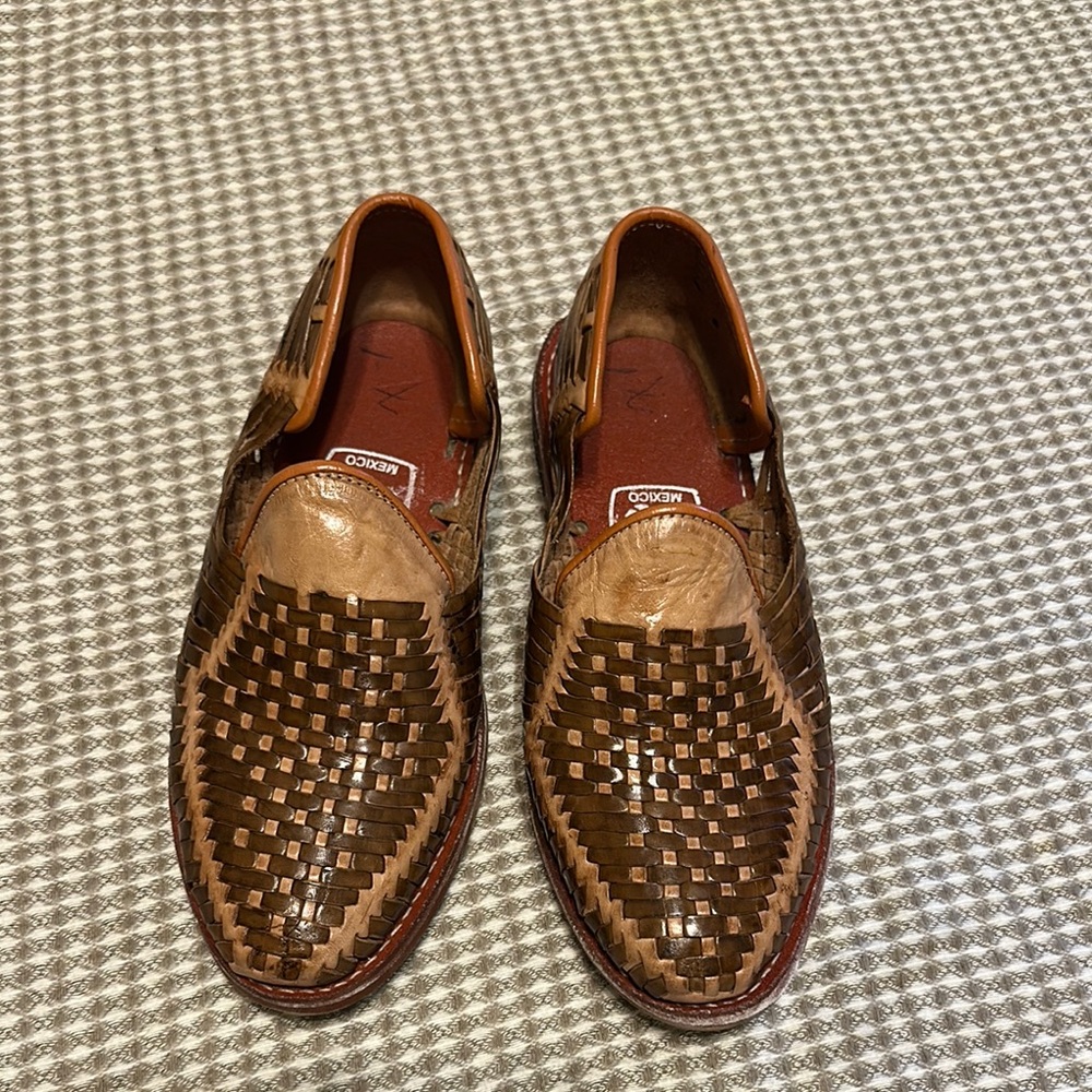 Men's Brown Woven Leather Loafers